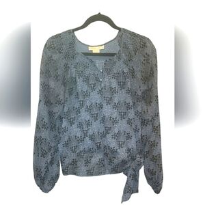 Michael Kors Sheer Long Peasant Sleeve Blouse